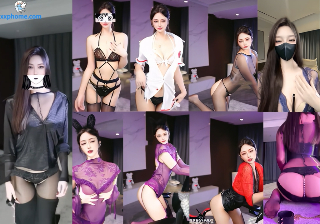 【抖音 师***】高颜值主播大尺乳贴内衣定制热舞 连体吊带 通体开裆黑丝丁字 大长腿十分性感！(10V/19分)